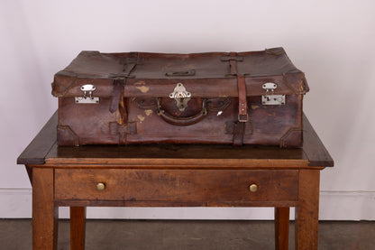 Vintage French Leather Suitcase from Annecy