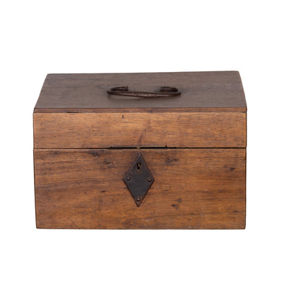 Vintage French timber box with lock from the French Alps