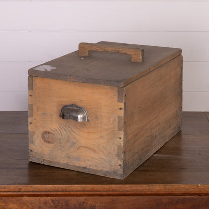 Vintage French Timber Filing Box with handle from the Alps