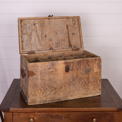 Vintage French Timber Alchemy bottle storage box from Chamonix