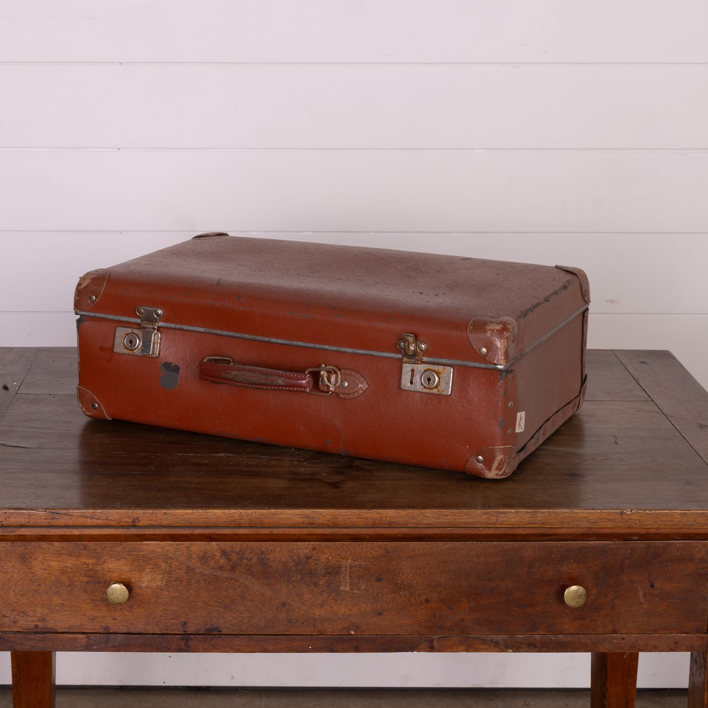 Vintage French Leather Suitcase from Annecy
