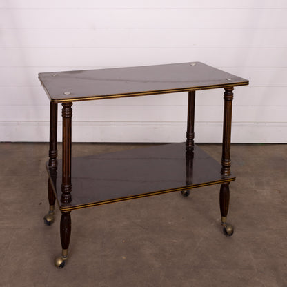 Vintage French polished drinks trolley on original castors from Lyon