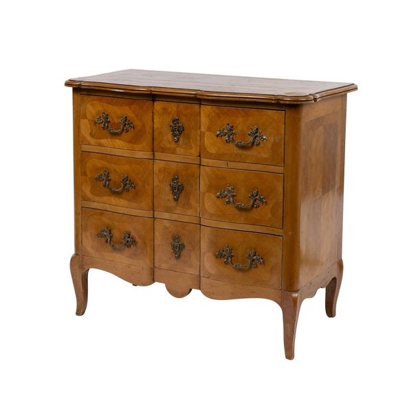 Beautiful Antique French Commode with three drawers and detailed hardware from Paris