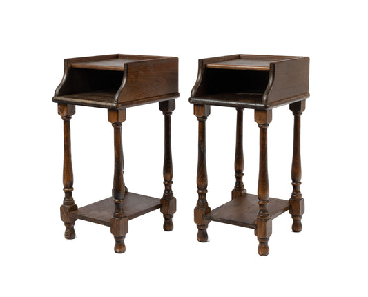 Charming pair of antique French oak bedside tables from The French Alps