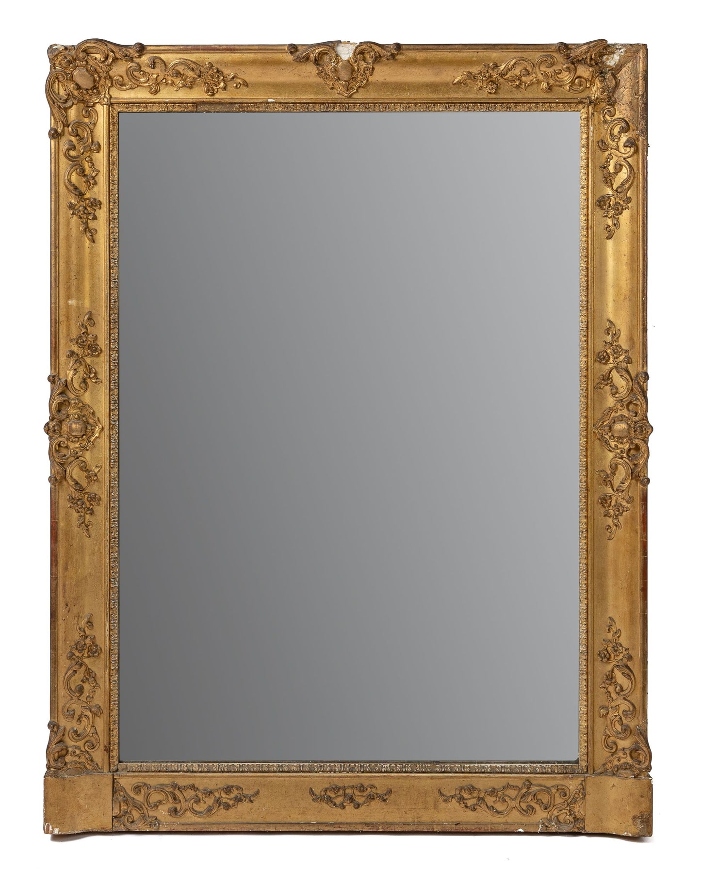 19th century antique French classic mirror with gilt frame. Discovered in The French Alps