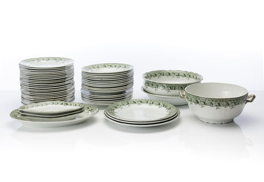 Fabulous Set of 50 vintage French green crockery 'St Armand et Hamage'