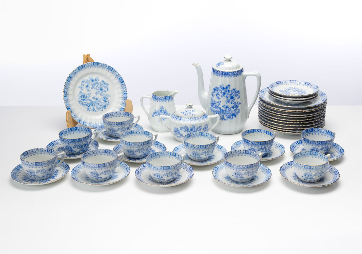 Fabulous 40 pieces vintage French Blue and white coffee service from Provence