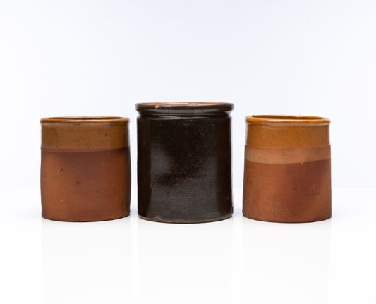 Set of 3 ceramic confit pots from Provence