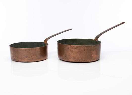 Set of 2 Vintage French Copper Pots from the Haute Savoie