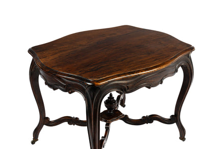 Lovely 19th century 'Palissandre' table with drawer and elaborate central base detail