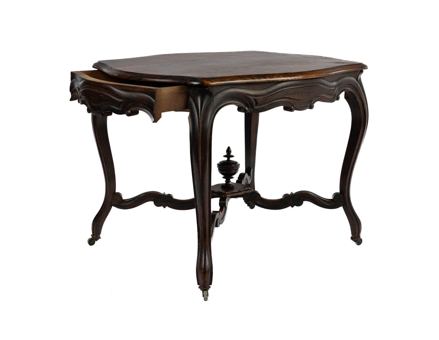 Lovely 19th century 'Palissandre' table with drawer and elaborate central base detail