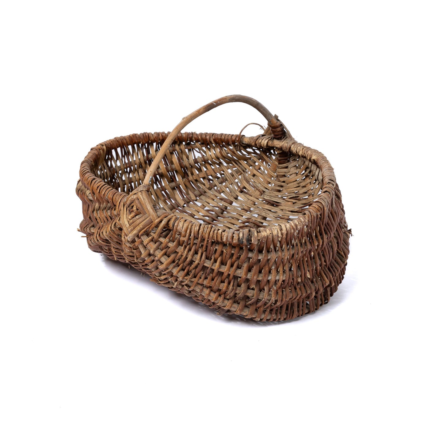 Antique French hand woven flower pickers basket from Provence