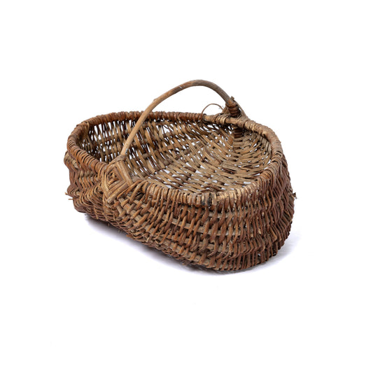 Antique French hand woven flower pickers basket from Provence