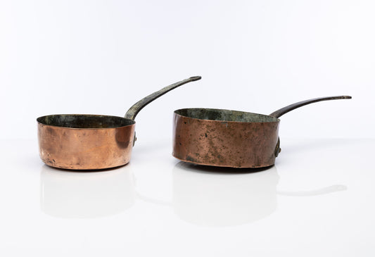 Set of 2 Antique French Copper Pots from the Haute Savoie