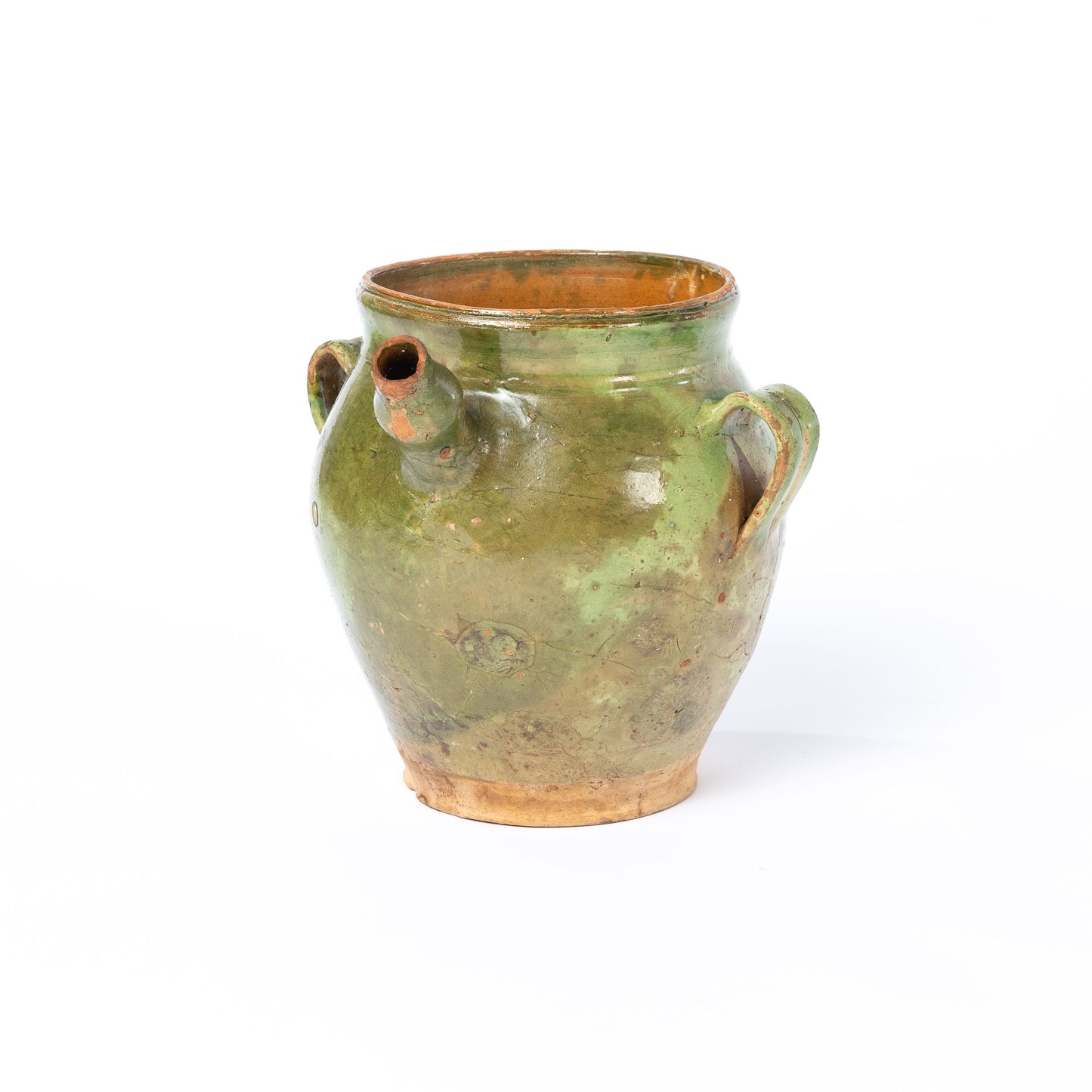 Antique French Green Glazed olive pot from Provence