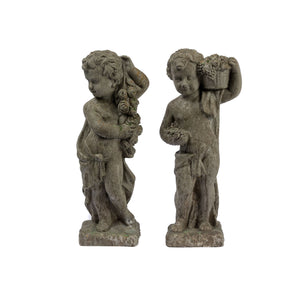 Pair of Antique French stone cherubs from Provence.