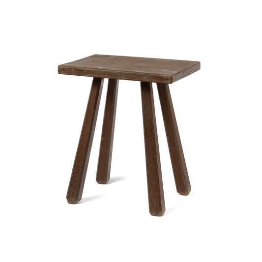 Vintage French oak stool hand made local artisan in The French Alps.