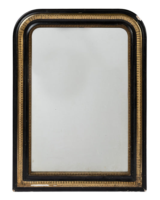 19th Century Antique French Saloon Mirror with gold and black frame from Paris