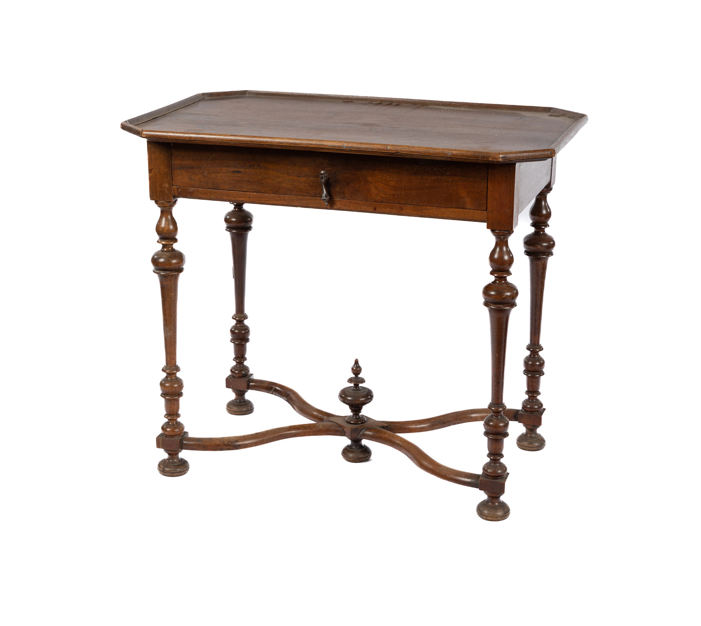 Vintage French walnut side table with lovely legs from The French Alps.