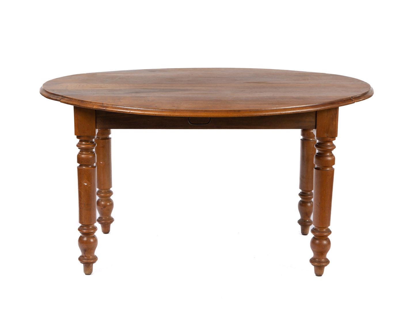 Sweet 19th century antique French walnut table with turned legs and fold down sides