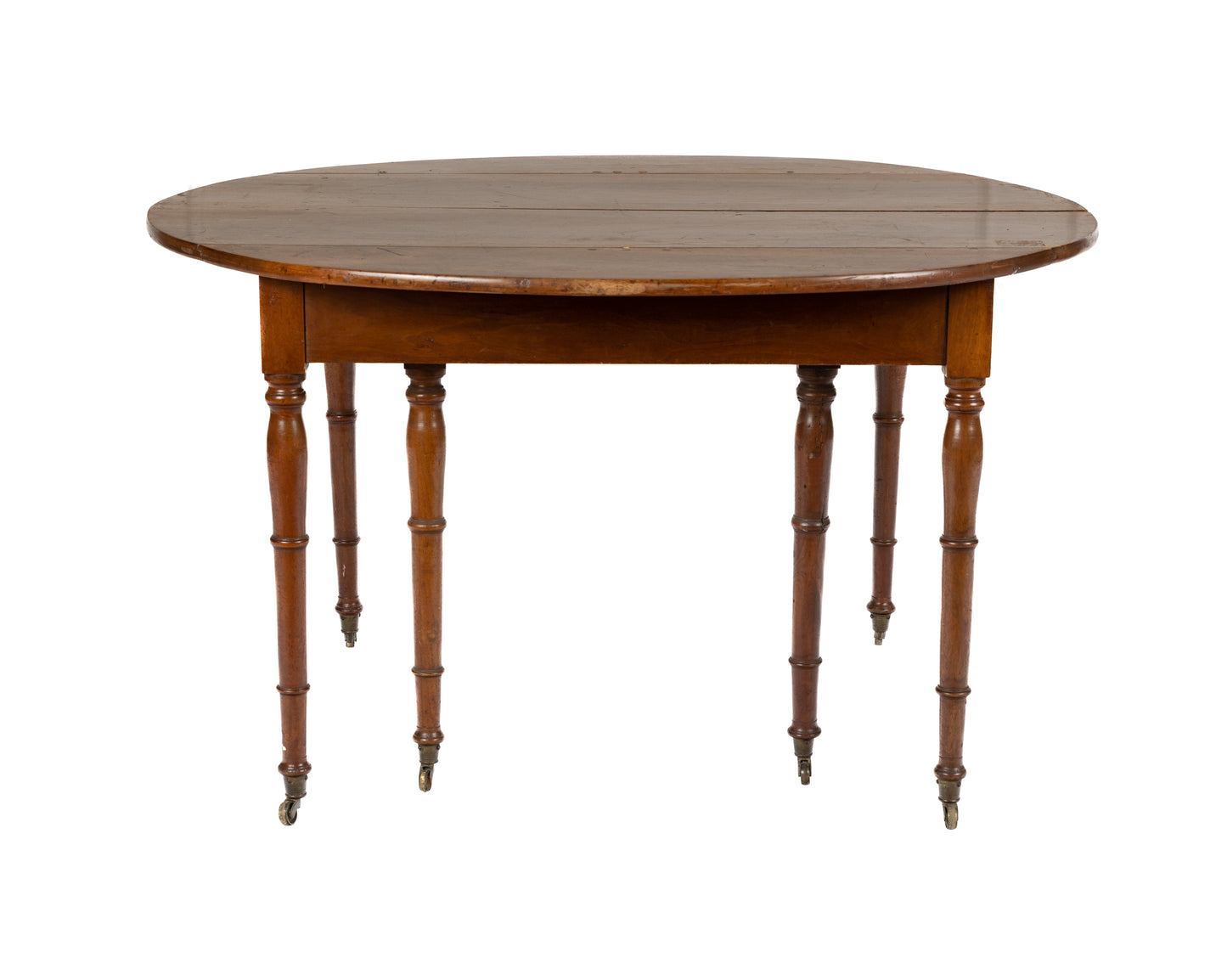 19th Century antique French walnut round table with 6 turned legs from The French Alps