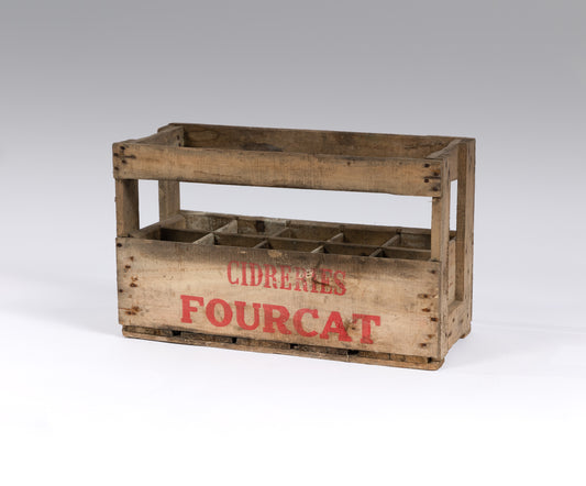 Vintage French timber bottle crate from The French Alps