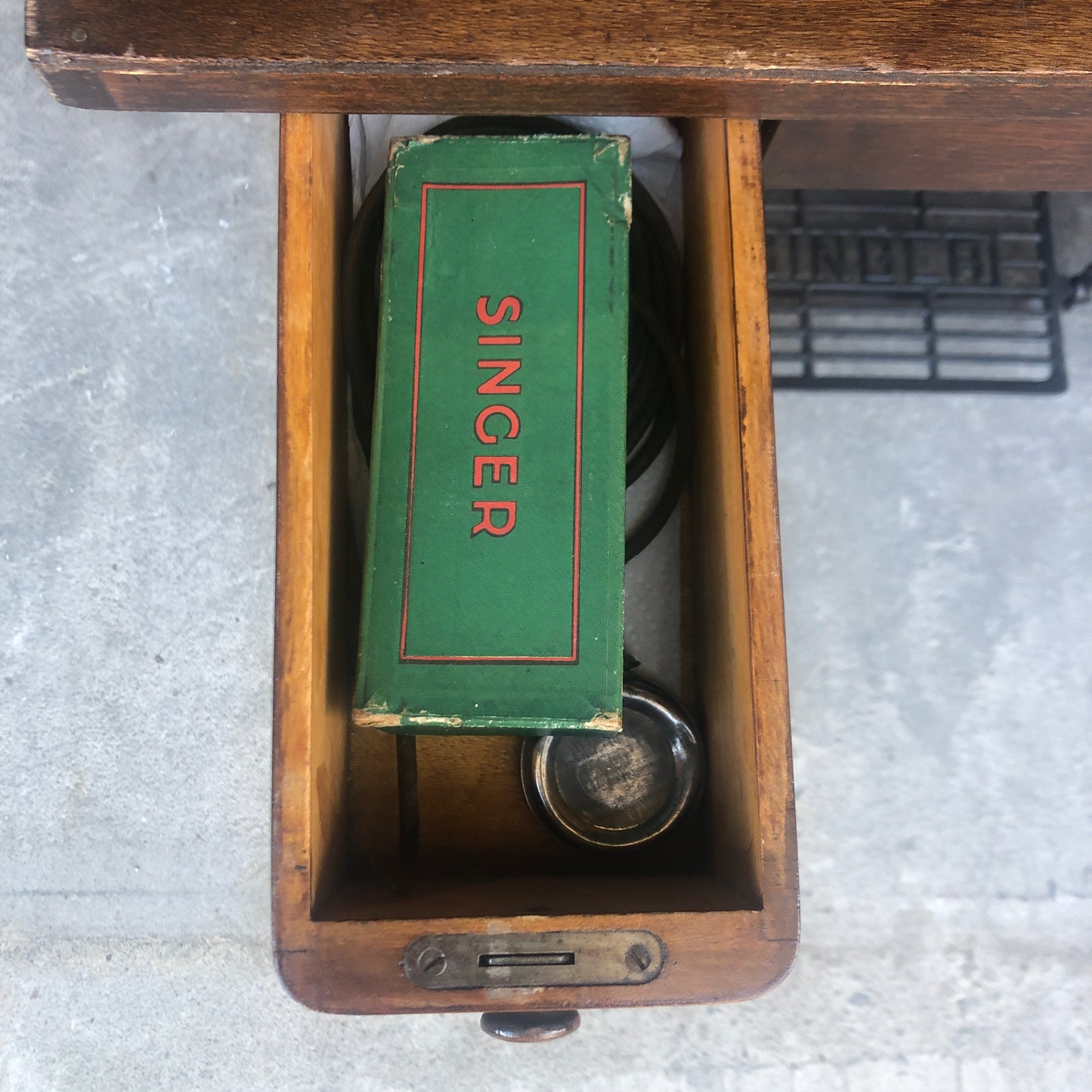 Antique French 1900 “Singer” sewing machine table from the French Alps