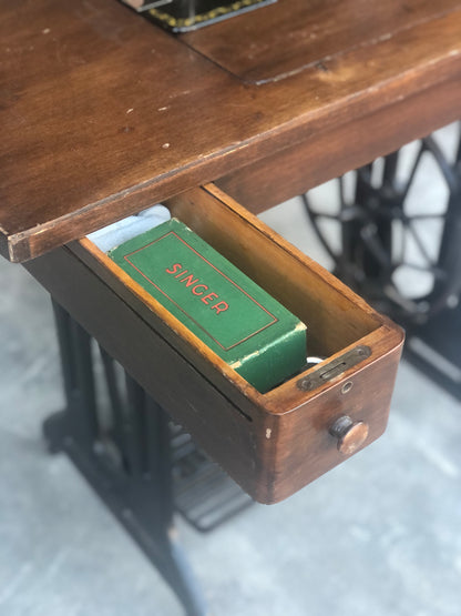 Antique French 1900 “Singer” sewing machine table from the French Alps