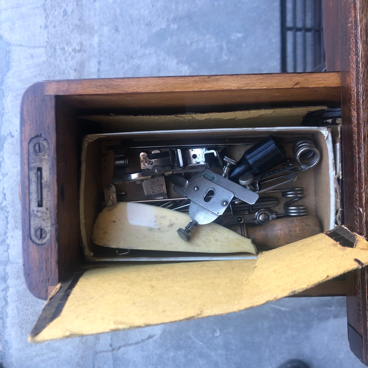 Antique French 1900 “Singer” sewing machine table from the French Alps