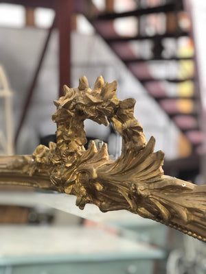 Stunning Antique French gilt salon mirror with central laurel crest from Annecy