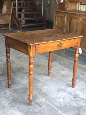 19th century French farmhouse table from the French Alps with shield hardware