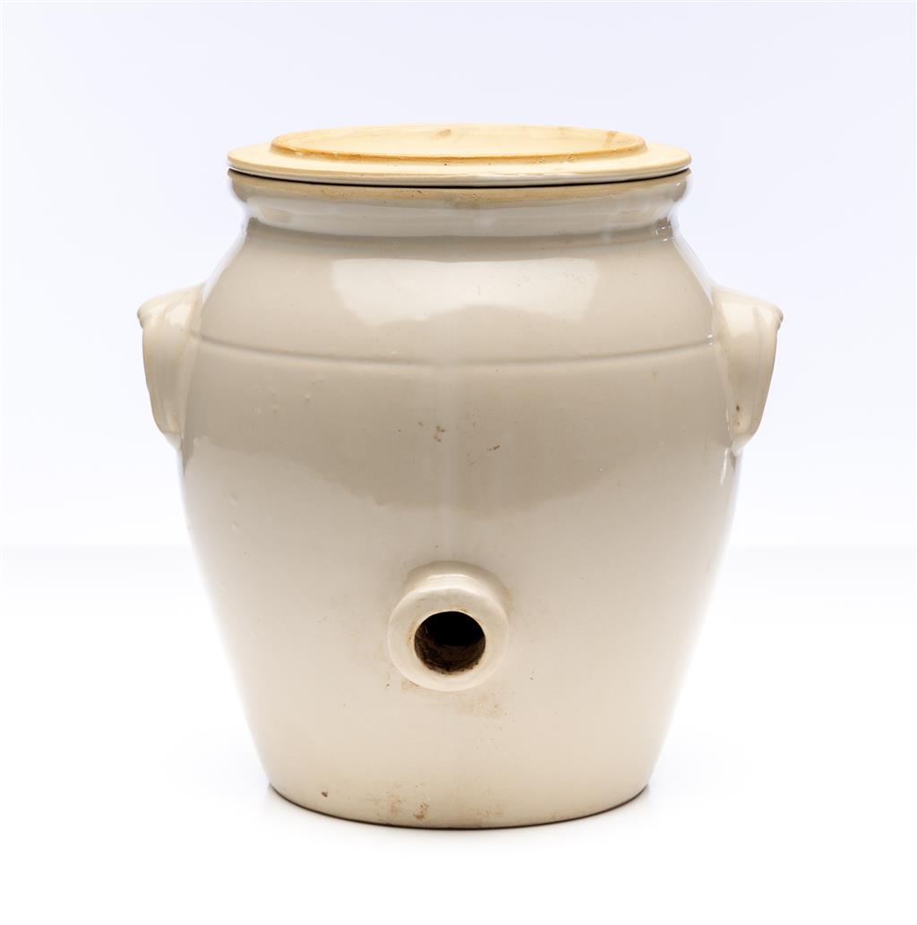 A vintage French cream confit pot from the Alps