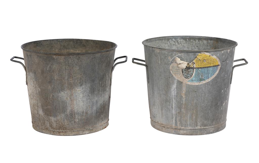 A pair of antique French zinc buckets from Provence