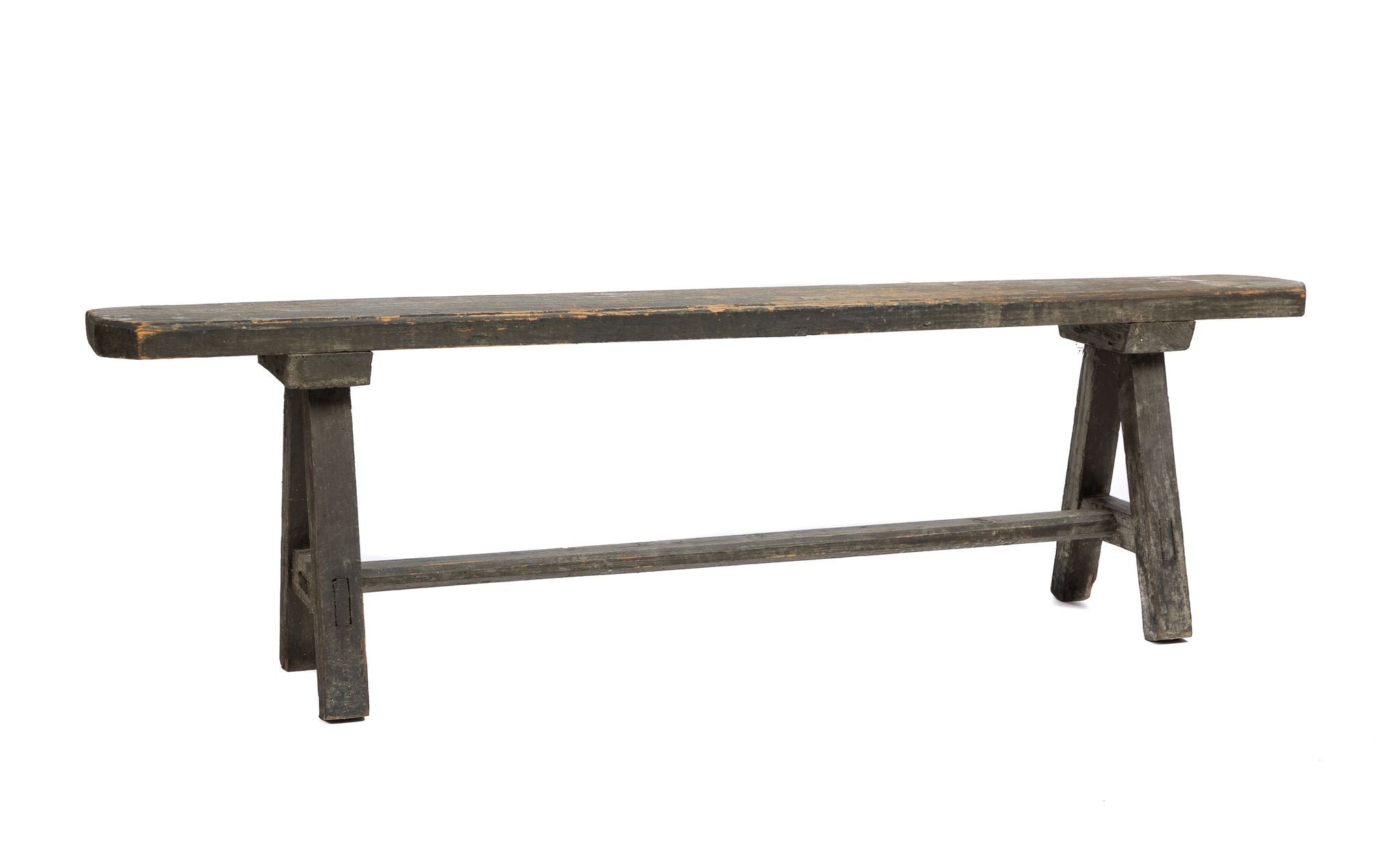 Vintage French rustic painted timber bench seat from The French Alps