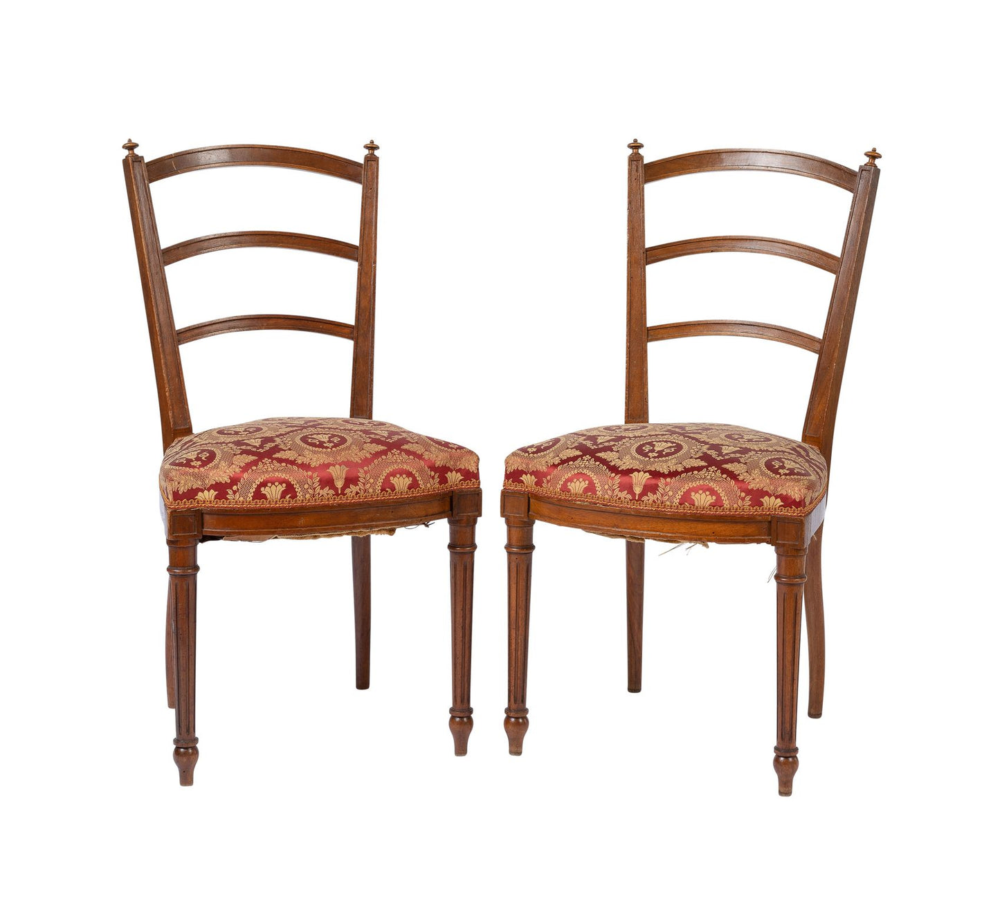 Pair of 19th Century antique French chairs with beautiful upholstered seat