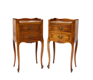 Pair of 19th century antique French Mahogany Louis XV Style Bedside Cabinets from the French Alps