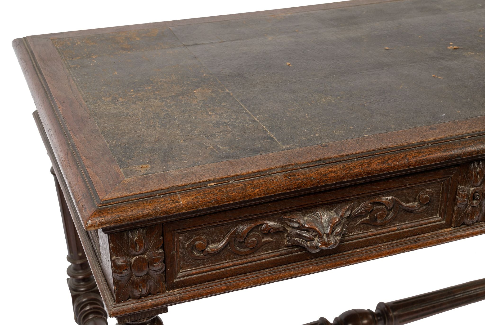 Antique French Henri II Desk with leather inlay