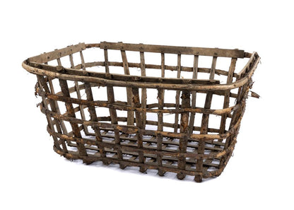 Large rustic French wooden ‘Weave’ basket