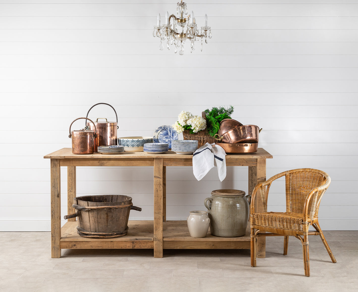 Gorgeous high kitchen island/work bench made by a local timber craftsman in the French Alps