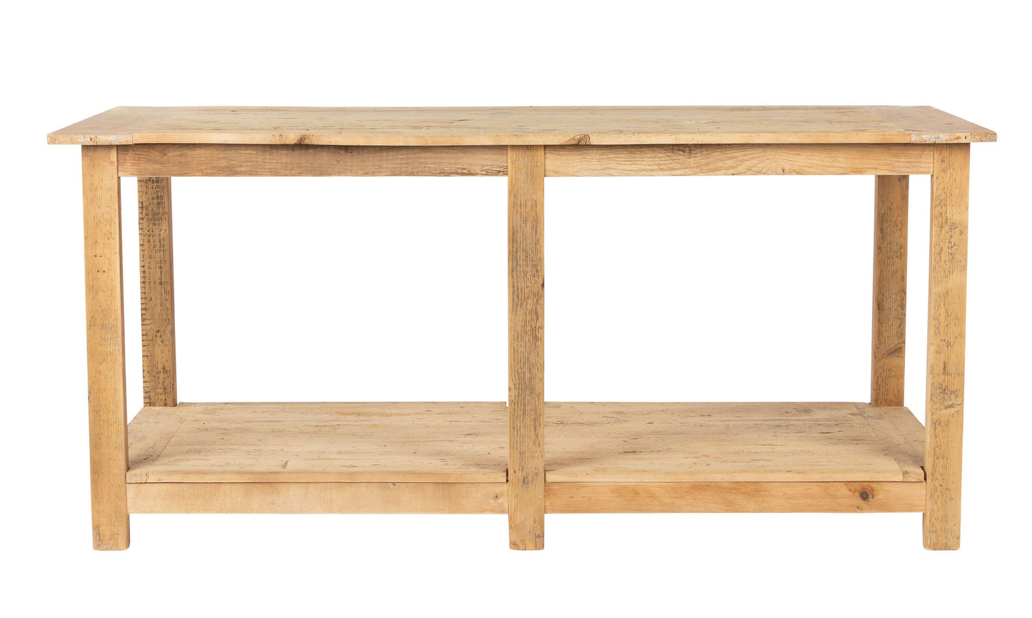 Gorgeous high kitchen island/work bench made by a local timber craftsman in the French Alps