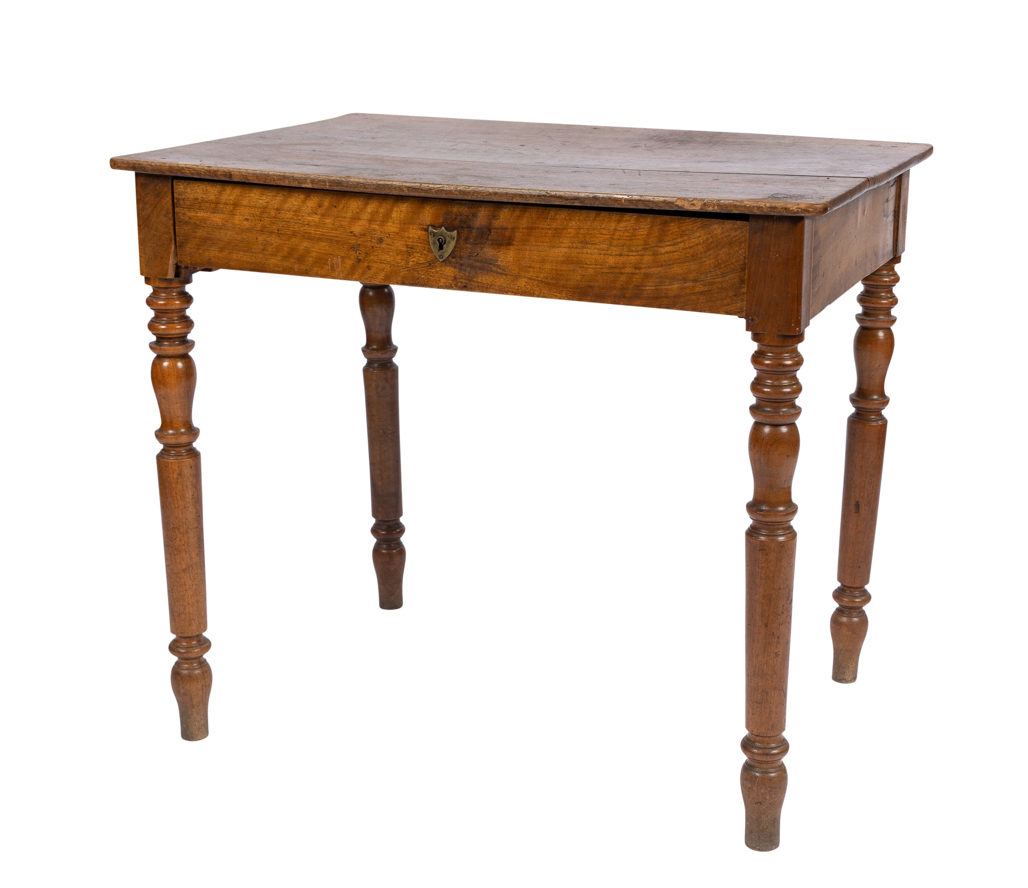 19th century French farmhouse table from the French Alps with shield hardware