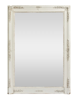 Gorgeous 19th Century antique French mantle mirror with painted gilt frame