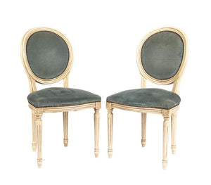 Gorgeous pale blue upholstered parlour chairs from an Estate near Lyon