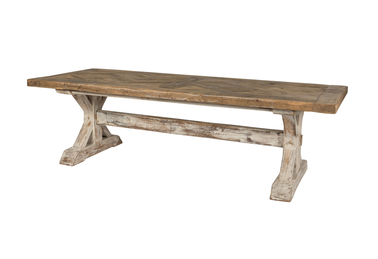 Beautifully crafted, solid timber table, hand made from reclaimed French oak by local artisan in the French Alps