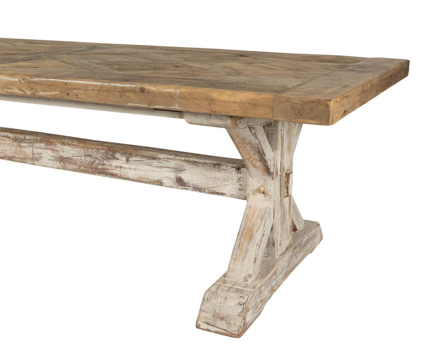 Beautifully crafted, solid timber table, hand made from reclaimed French oak by local artisan in the French Alps