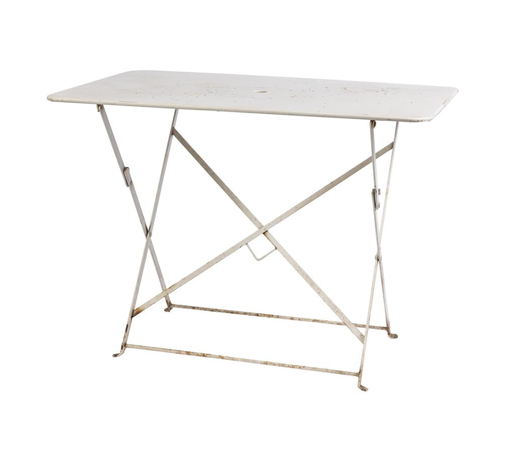 Vintage 20th Century French wrought iron white rectangular table. Discovered in the French Alps