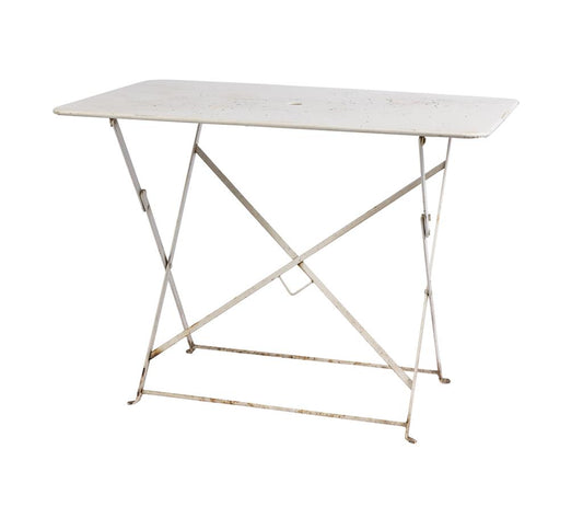 Vintage 20th Century French wrought iron white rectangular table. Discovered in the French Alps